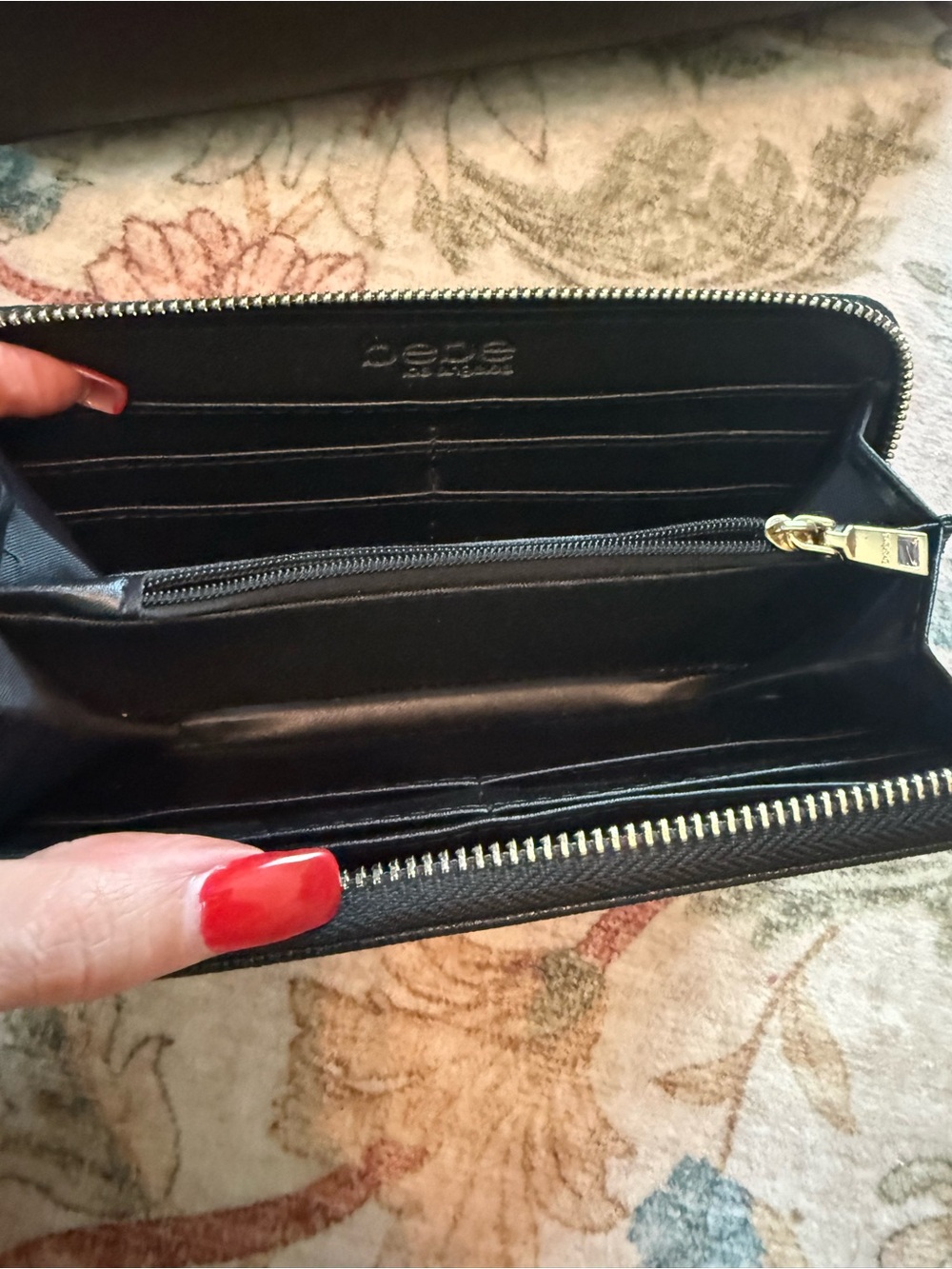 bebe Black Structured Tote with Matching Wallet and Gold Accents - Picture 13 of 15